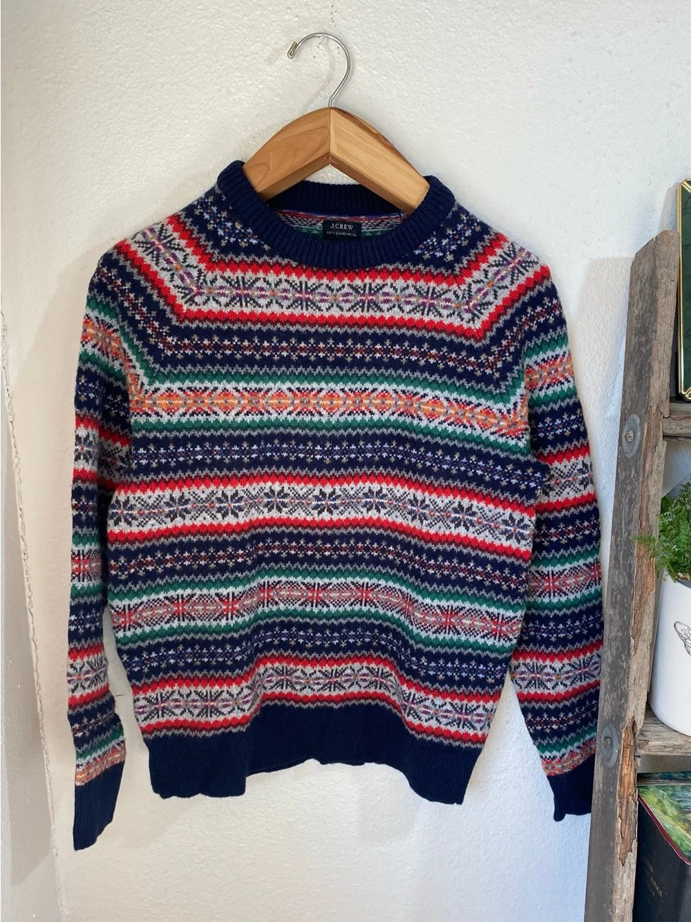 J. Crew Fair Isle Lambswool Crewneck Sweater Size Small